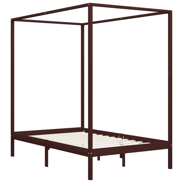 vidaXL Πλαίσιο Κρεβατιού με Ουρανό Σκούρο Καφέ 120x200 εκ. Μασίφ Πεύκο