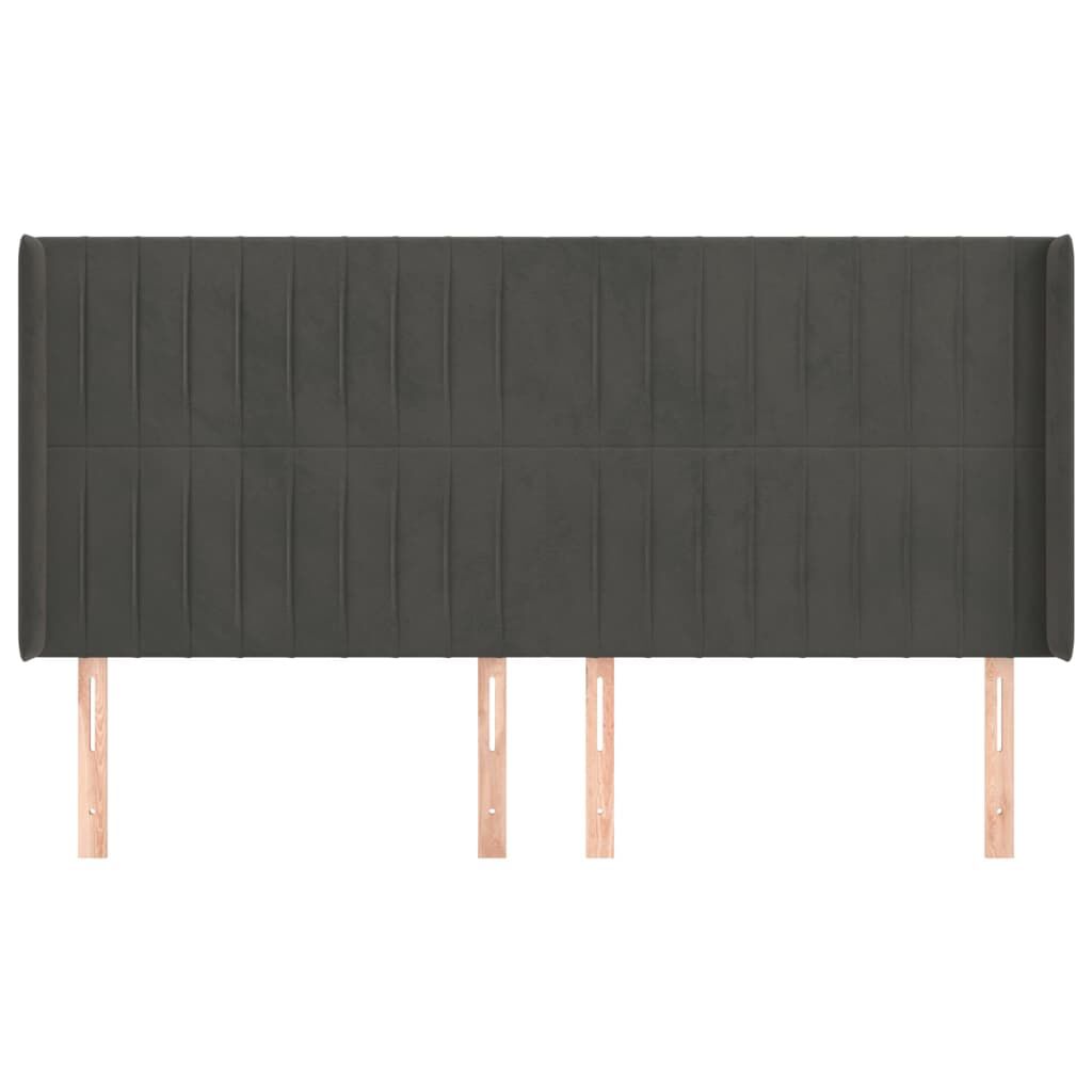 vidaXL Κεφαλάρι με Πτερύγια Σκούρο Γκρι 203x16x118/128 εκ. Βελούδινο