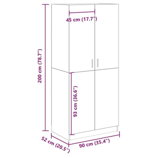 vidaXL Ντουλάπα Παλιό Ξύλο 90 x 52 x 200 εκ. από Μοριοσανίδα