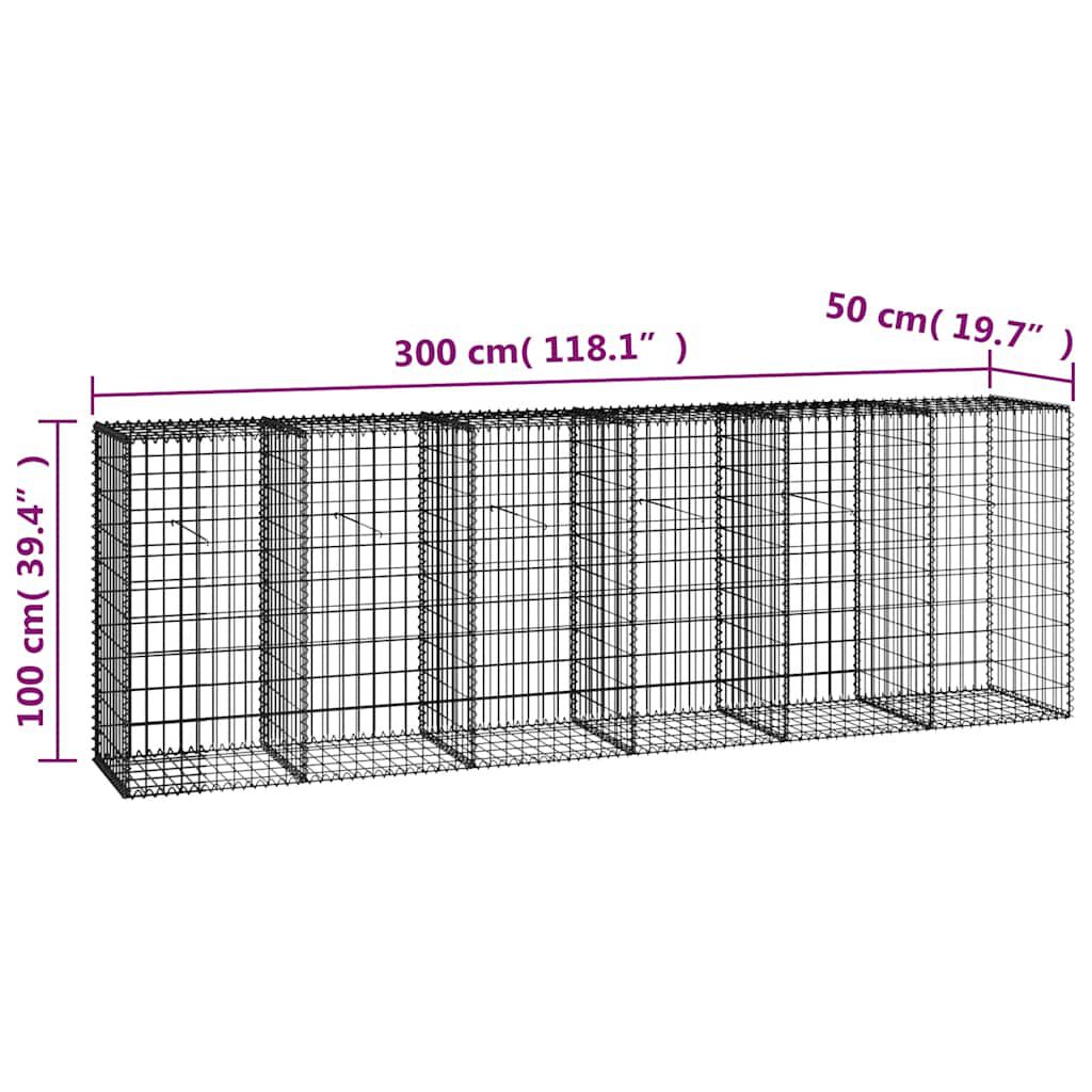 vidaXL Συρματοκιβώτιο Τοίχος 300x50x100 εκ. Γαλβαν.Χάλυβας + Καλύμματα