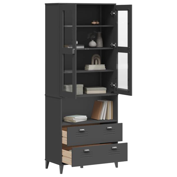 vidaXL Ντουλάπι Ψηλό VIKEN Ανθρακί Γκρι 80x40x200εκ. Μασίφ Ξύλο Πεύκου