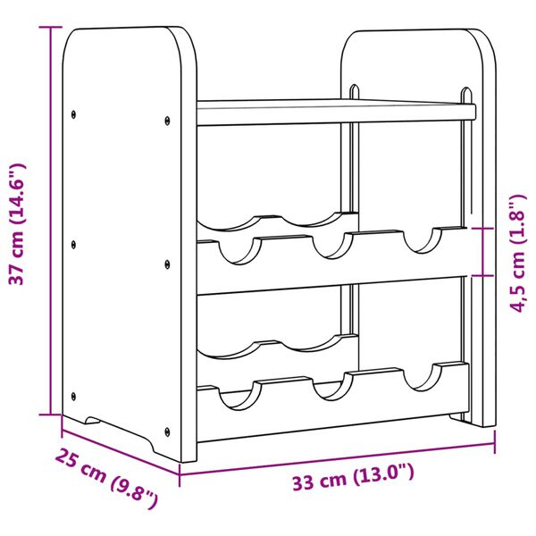 vidaXL Ραφιέρα Κρασιών με Επάνω Σανίδα 33x25x37 εκ. Μασίφ Ξύλο Πεύκου
