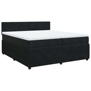 vidaXL Κρεβάτι Boxspring με Στρώμα Μαύρο 200x200 εκ. Βελούδινο