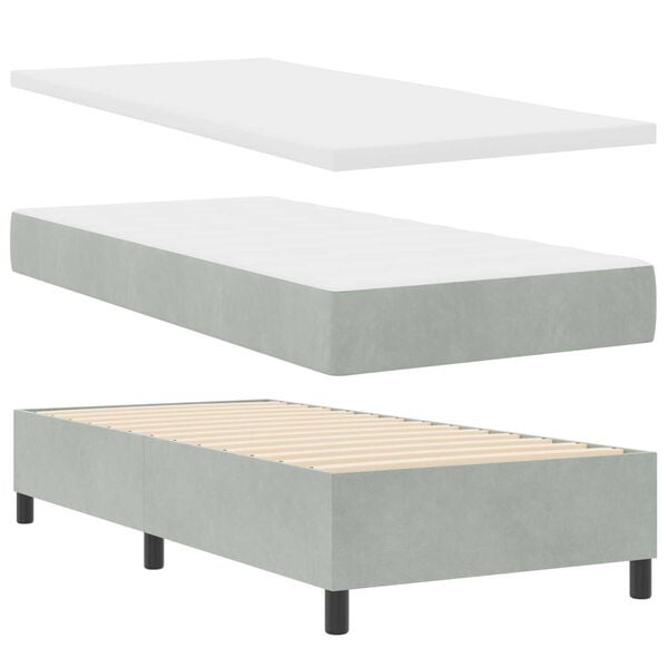 vidaXL Κρεβάτι Box Spring LED με Στρώμα Ανοιχτό γκρι 100 x 200 cm