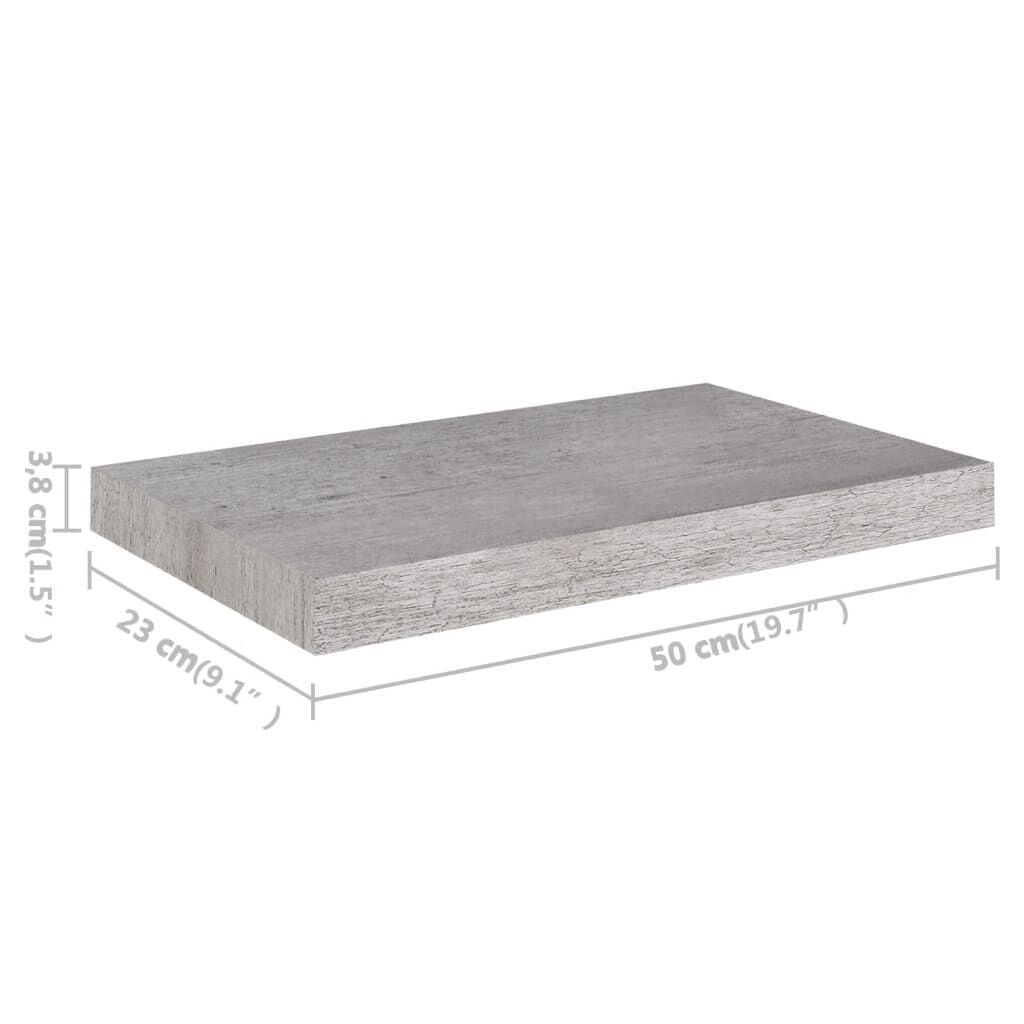 vidaXL Ράφι Τοίχου Γκρι Σκυροδέματος 50x23x3,8 εκ. από MDF