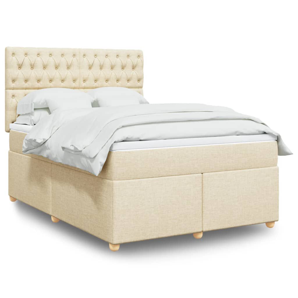 vidaXL Κρεβάτι Boxspring με Στρώμα Κρεμ 160x200 εκ. Υφασμάτινο
