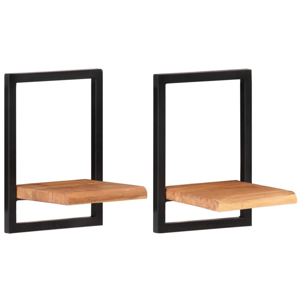 vidaXL Ράφια Τοίχου 2 Τεμ. 25x25x35 εκ. Μασίφ Ξύλο Ακακίας & Ατσάλι