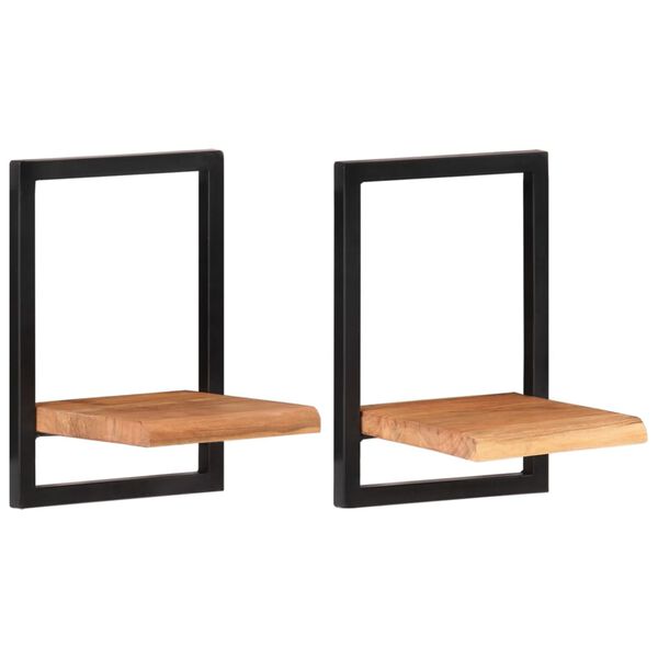 vidaXL Ράφια Τοίχου 2 Τεμ. 25x25x35 εκ. Μασίφ Ξύλο Ακακίας & Ατσάλι