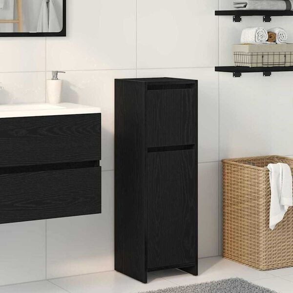vidaXL Ντουλάπι Μπάνιου Μαύρη Οξυά 30 x 30 x 95 cm Επεξεργασμένο ξύλο