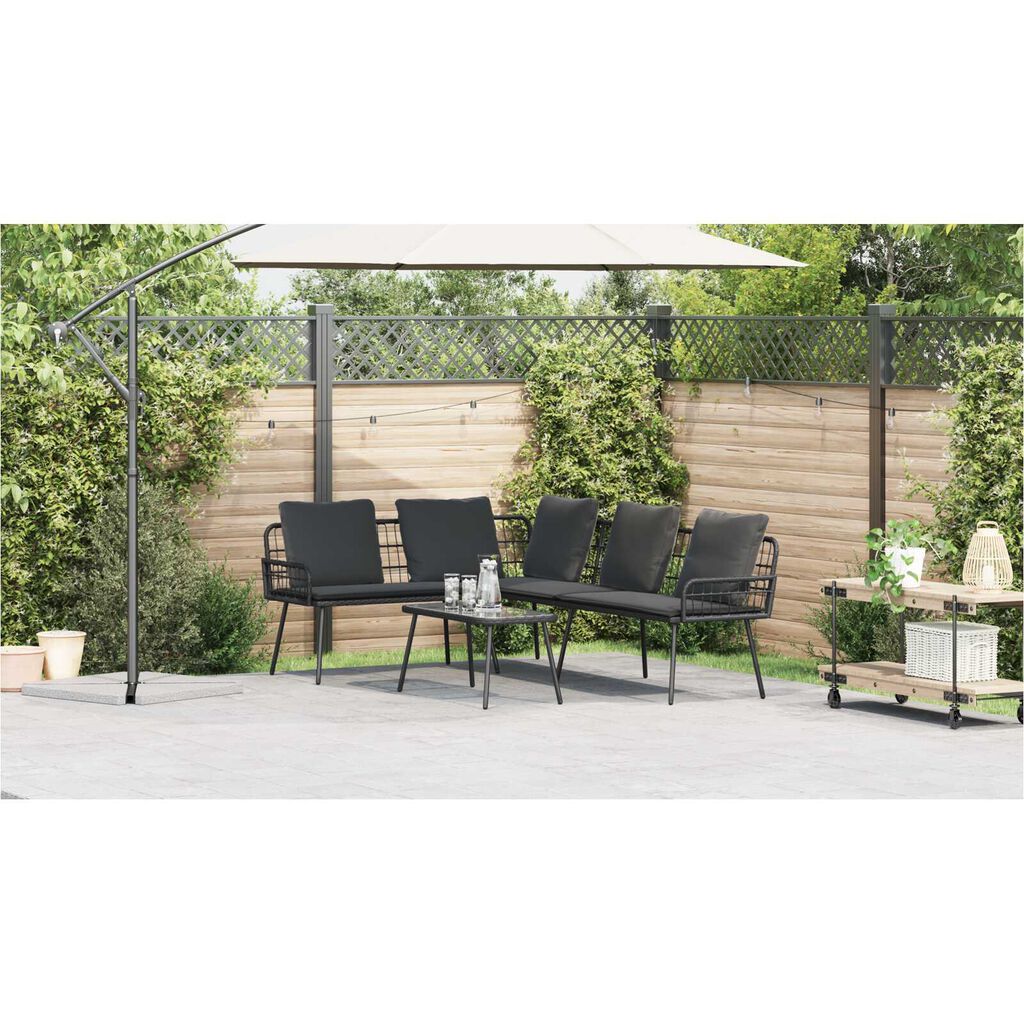 vidaXL Γωνιακός Καναπές Μαύρος 231x173x78 εκ. Πολυ Ρατάν