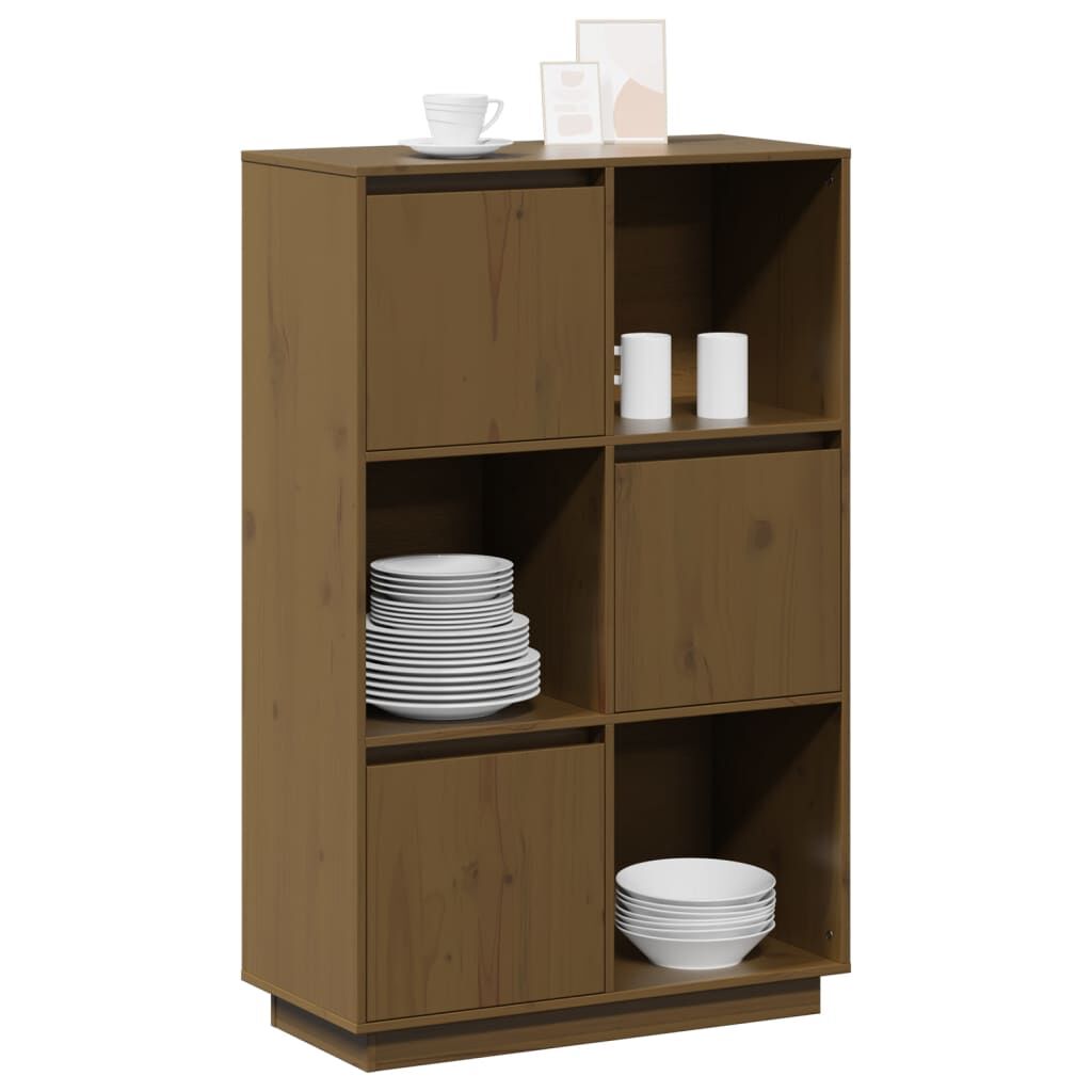 vidaXL Ντουλάπι Ψηλό Μελί 74 x 35 x 117 εκ. από Μασίφ Ξύλο Πεύκου