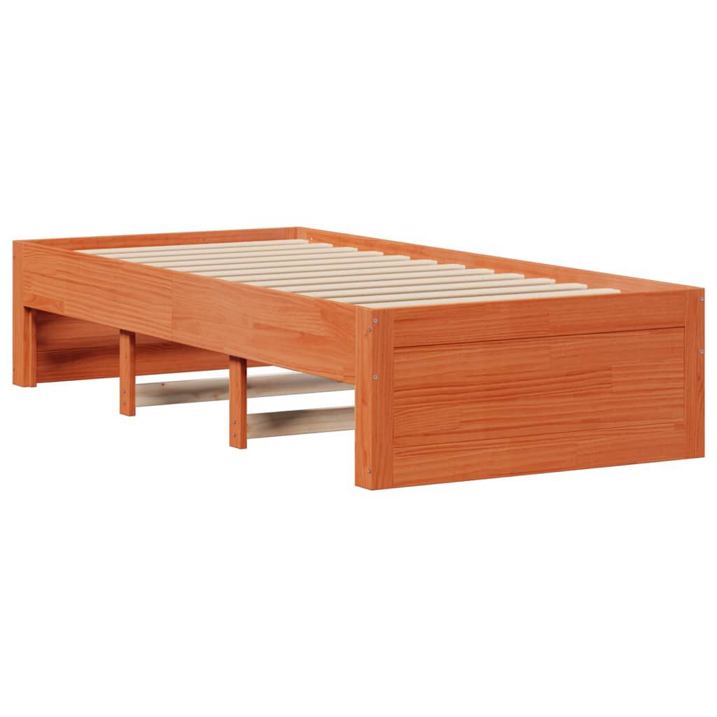 vidaXL Κρεβάτι Βιβλιοθήκη Χωρίς Στρώμα 75x190 εκ Μασίφ Ξύλο Πεύκου