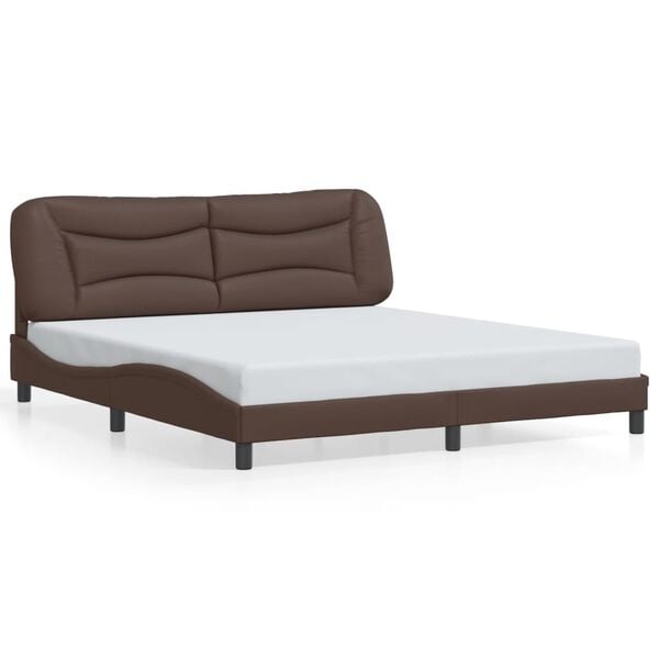vidaXL Πλαίσιο Κρεβατιού με Κεφαλάρι Καφέ 180x200 εκ. Συνθετικό Δέρμα