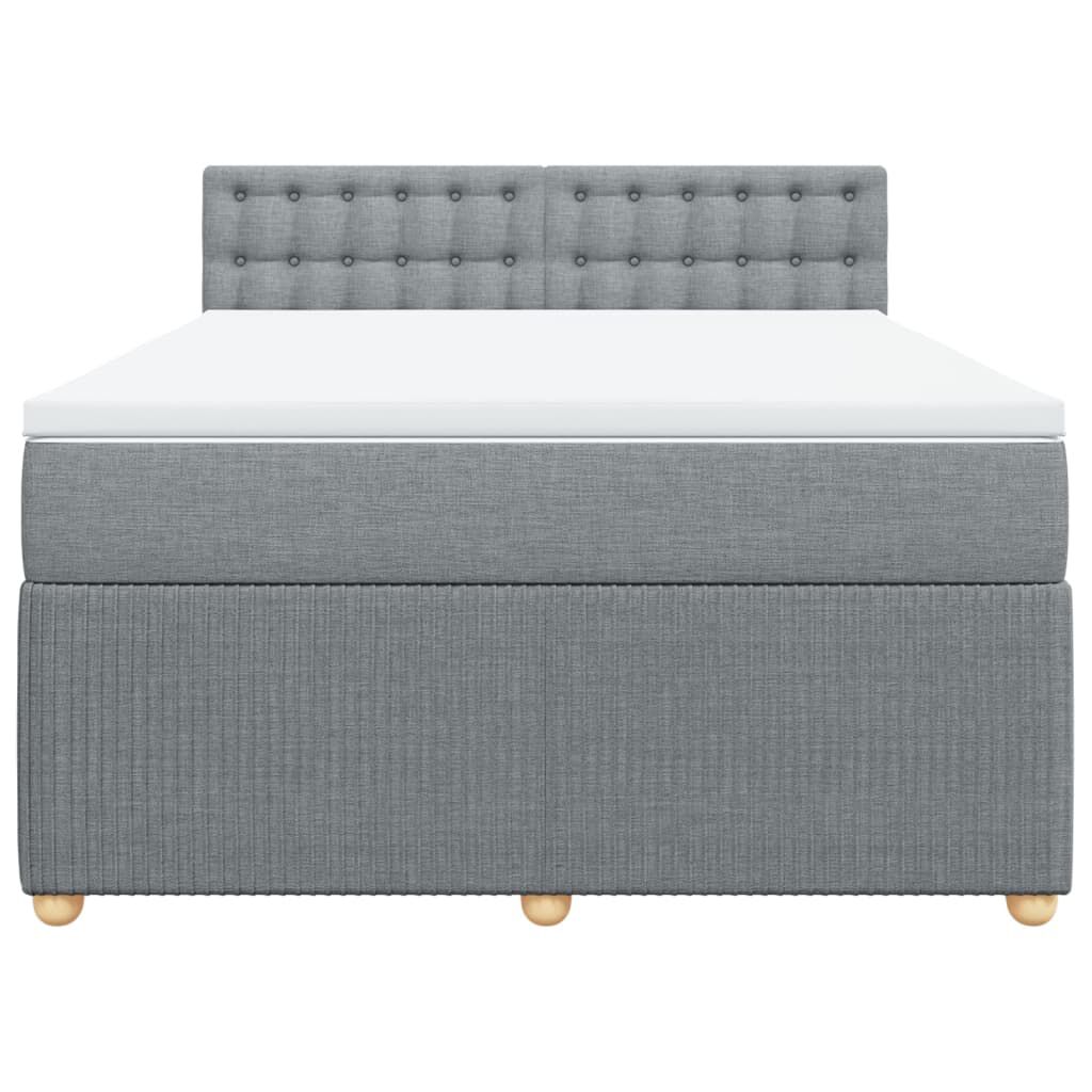 vidaXL Κρεβάτι Boxspring με Στρώμα Ανοιχτό Γκρι 140x200 εκ. Υφασμάτινο