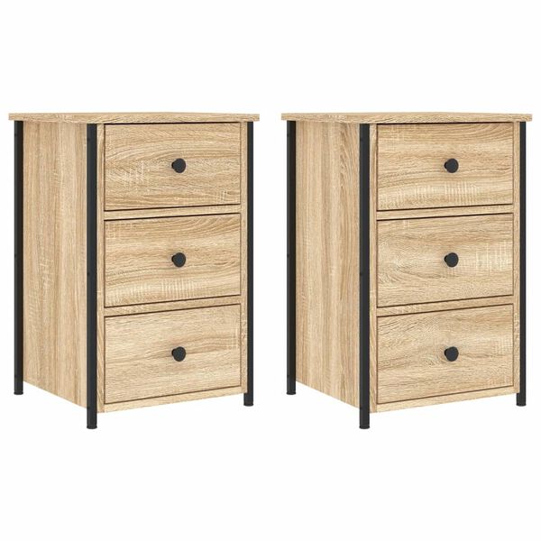 vidaXL Κομοδίνα 2 τεμ. Sonoma Δρυς 40 x 36 x 60 εκ. Επεξεργασμένο Ξύλο