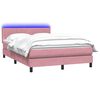 vidaXL Κρεβάτι Boxspring με Στρώμα & LED Ροζ 160x210 εκ. Βελούδινο