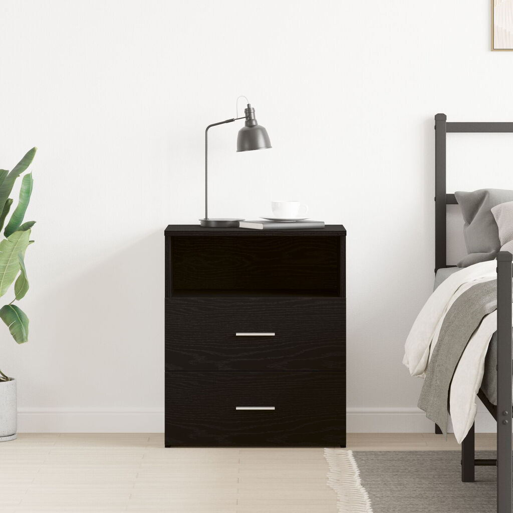 vidaXL Κομοδίνο Μαύρο Δρυς 50x32x60εκ Επεξεργασμένο Ξύλο