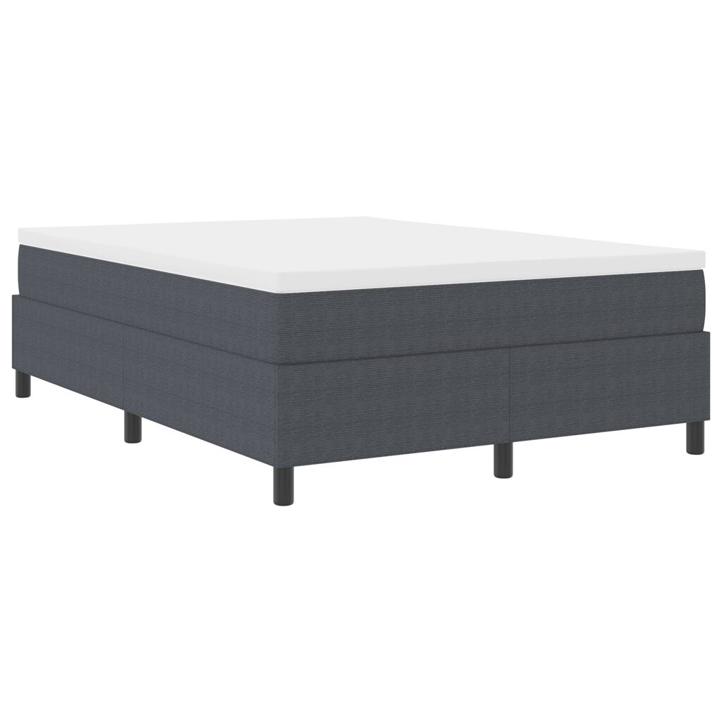 vidaXL Κρεβάτι Box Spring Σκούρο Γκρι 140x200 εκ Ψαθωτό Ύφασμα