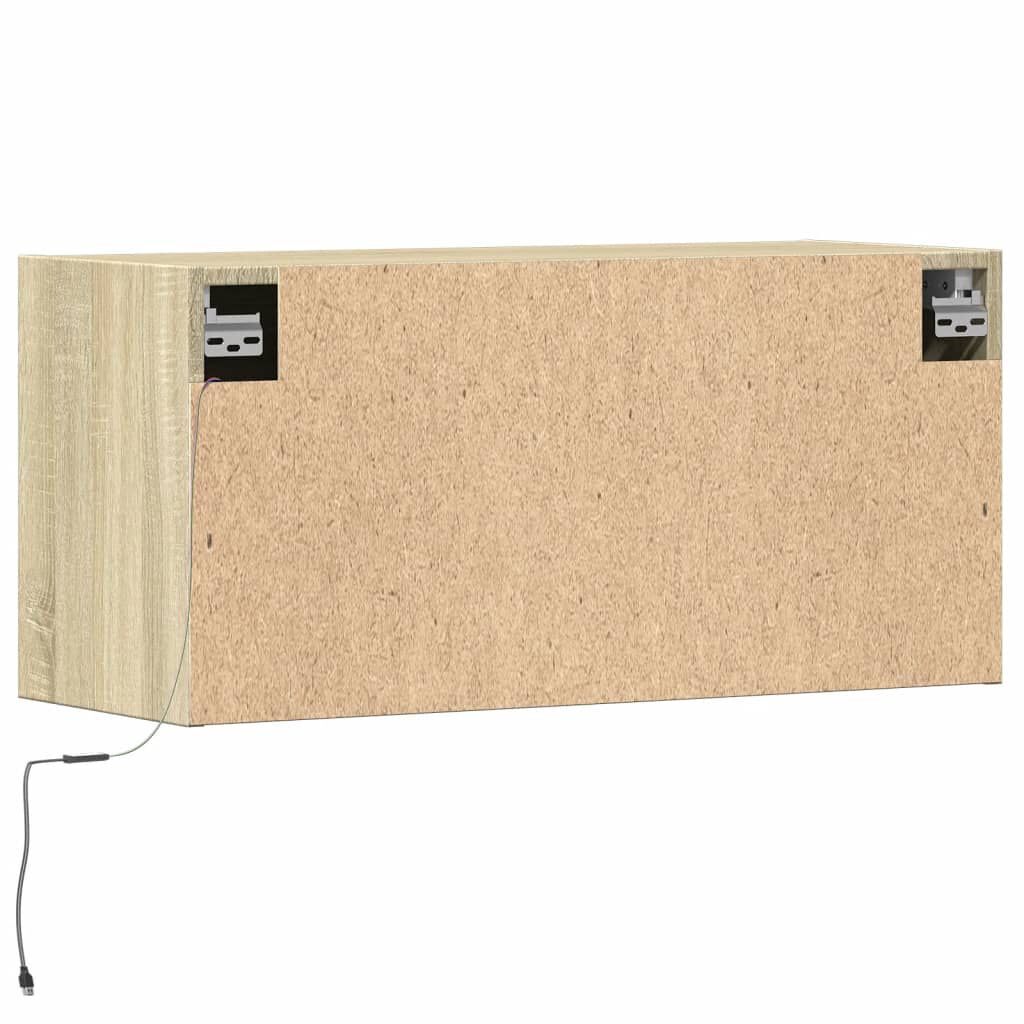vidaXL Έπιπλο Τοίχου Τηλεόρασης με LED Sonoma Δρυς 80x31x38 εκ.