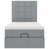vidaXL Οθωμανικό κρεβάτι με στρώμα ανοιχτό γκρι 90x190cm ύφασμα