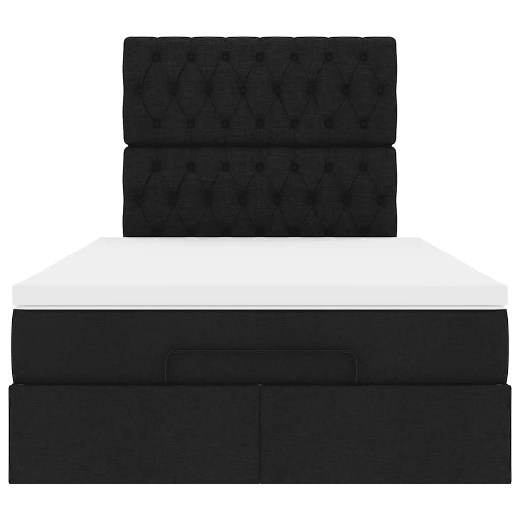 vidaXL Οθωμανικό κρεβάτι με στρώμα Μαύρο 120x200cm Ύφασμα