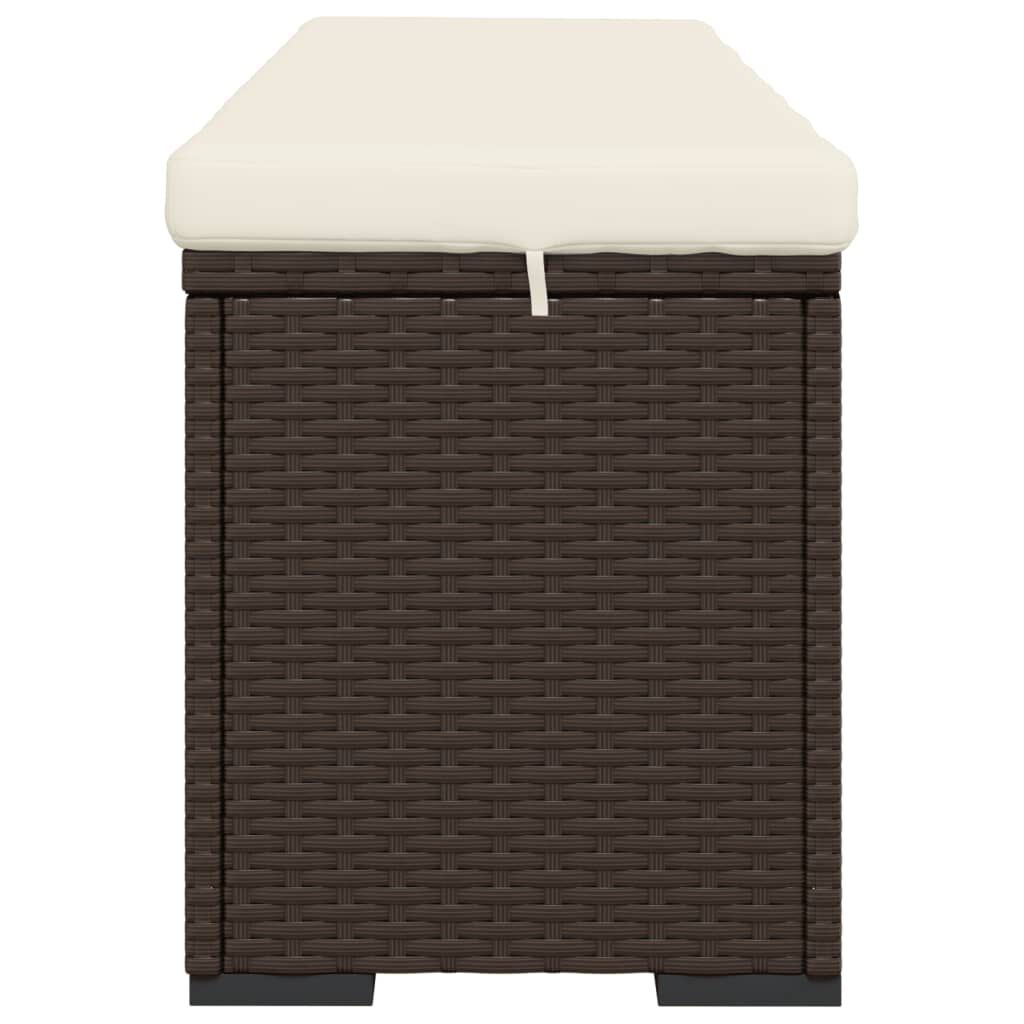 vidaXL Σκαμπό με Μαξιλάρι Καφέ 110 x 30 x 40 εκ. από Συνθετικό Ρατάν