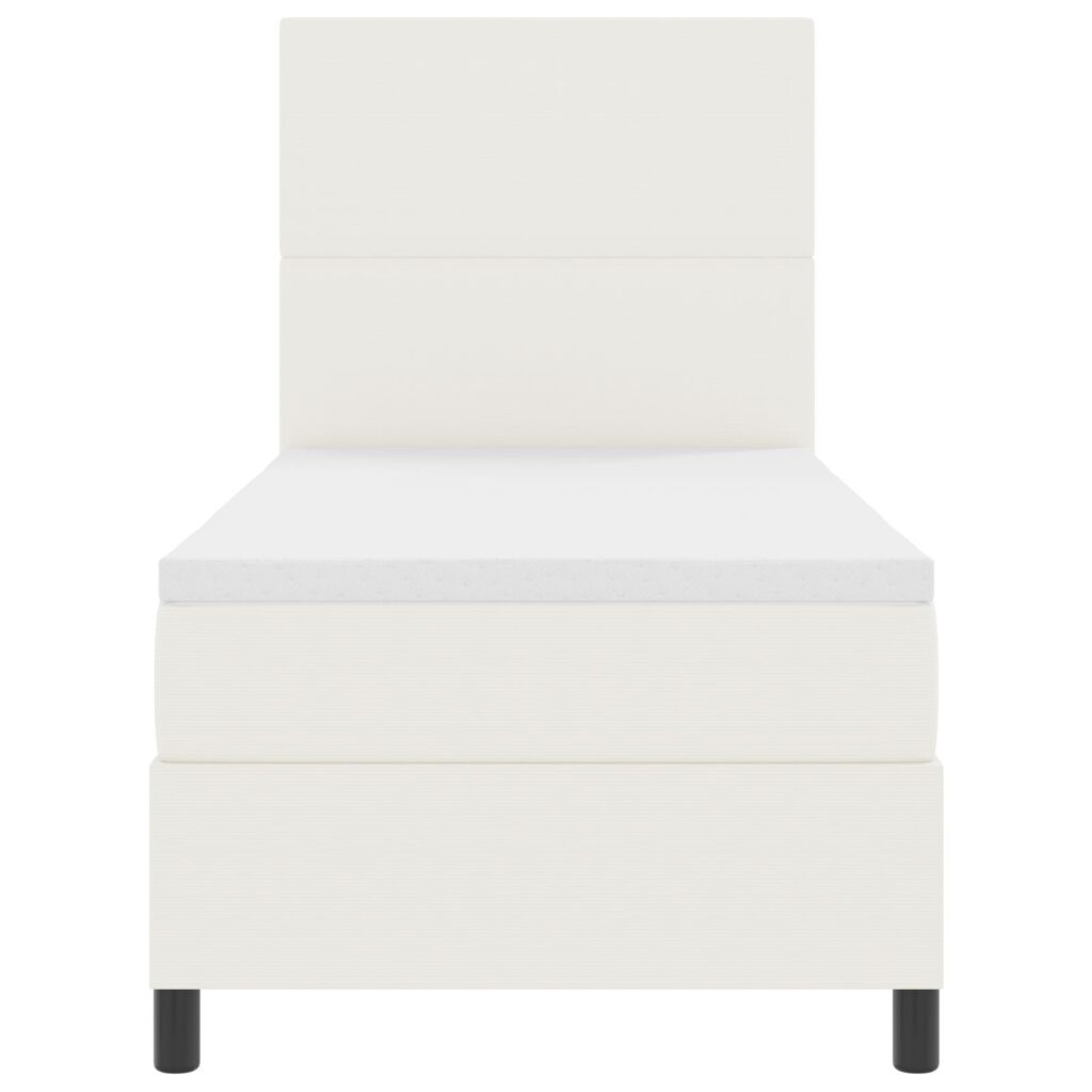 vidaXL Κρεβάτι Box Spring της με Στρώμα & LED Μπεζ 100x200 εκ. Ύφασμα Κορντούρας