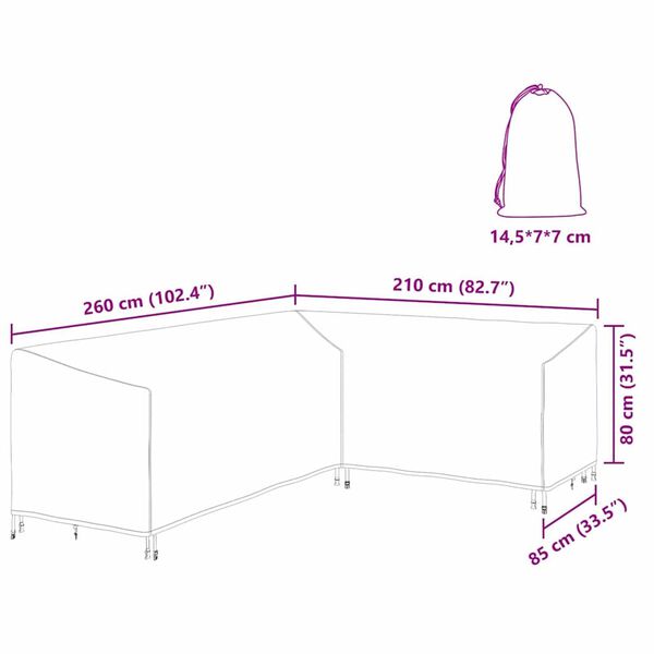 vidaXL Κάλυμμα επίπλων εξωτερικού χώρου 260 x 210 x 80 cm