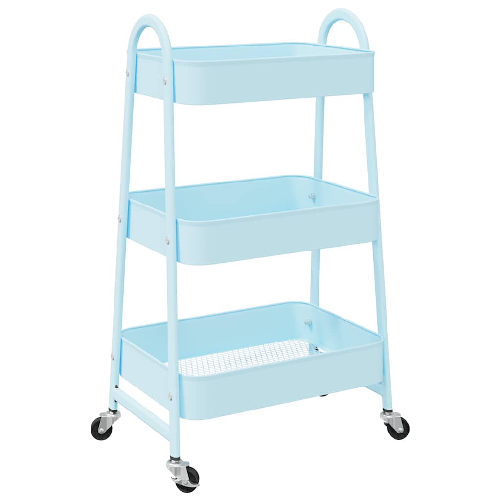 vidaXL Τρόλεϊ αποθήκευσης 3 Επίπεδα Μπλε 42x41,5x77 εκ. Ατσάλι
