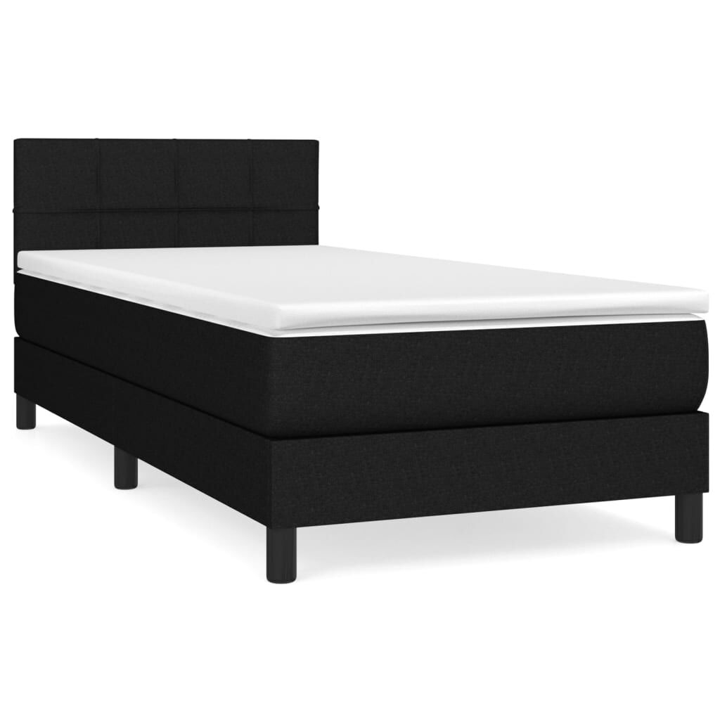 vidaXL Κρεβάτι Boxspring με Στρώμα Μαύρο 90x200 εκ. Υφασμάτινο