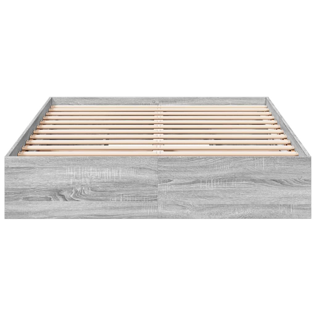 vidaXL Πλαίσιο Κρεβατιού με συρτάρια Γκρι sonoma 135x190εκ. Επεξ. Ξύλο