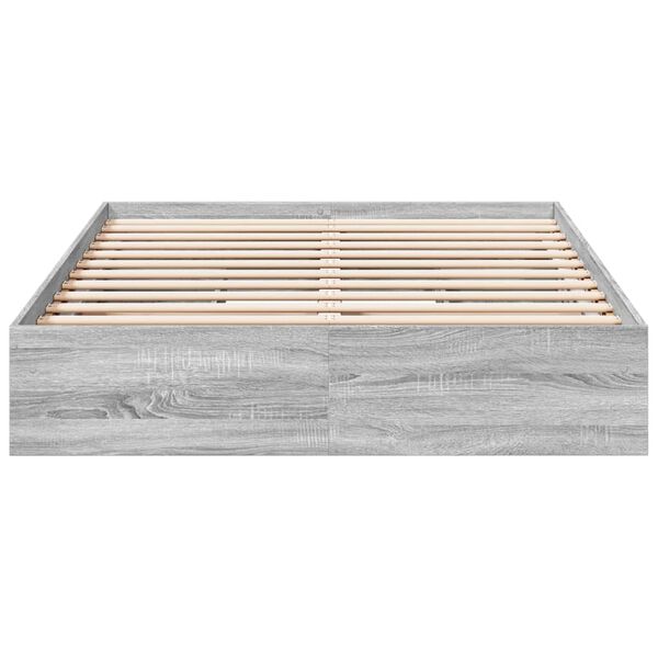vidaXL Πλαίσιο Κρεβατιού με συρτάρια Γκρι sonoma 135x190εκ. Επεξ. Ξύλο
