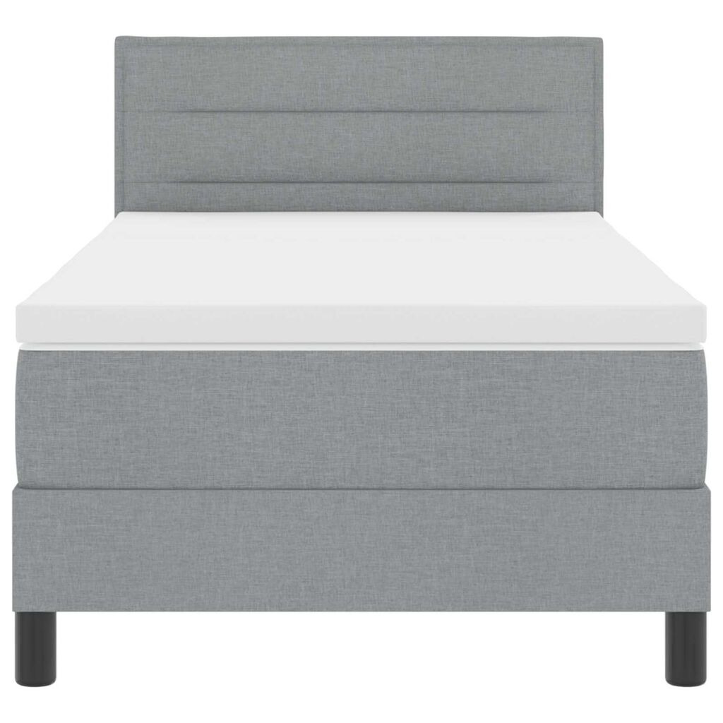 vidaXL Κρεβάτι Box Spring με Στρώμα Ανοιχτό Γκρι 90x190 εκ. Υφάσμα