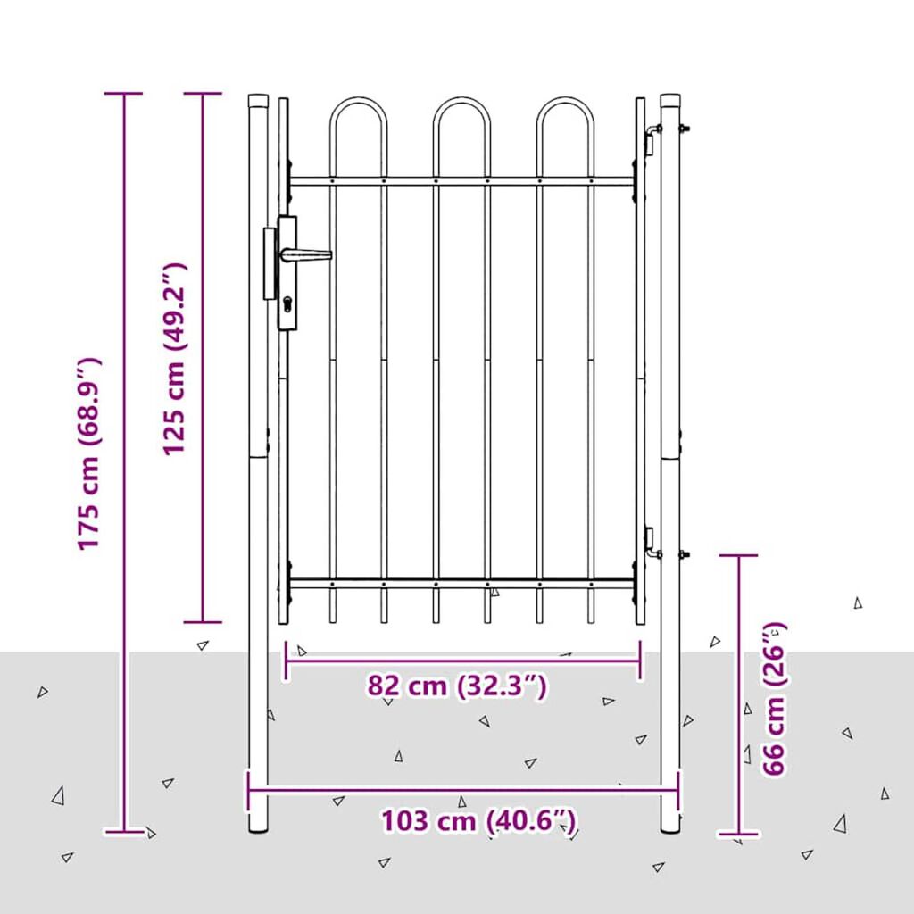 vidaXL Πύλη Φράχτη Γκρι 100 x 120 cm Χάλυβας με Επικάλυψη Πούδρας