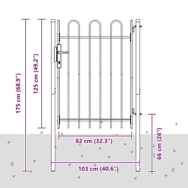 vidaXL Πύλη Φράχτη Γκρι 100 x 120 cm Χάλυβας με Επικάλυψη Πούδρας