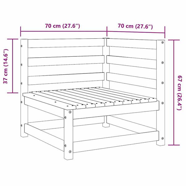 vidaXL Καναπές Κήπου Γωνιακός 70x70x67 εκ. από Μασίφ Ξύλο Πεύκου