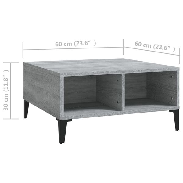 vidaXL Τραπεζάκι Σαλονιού Γκρι Sonoma 60 x 60 x 30 εκ. από Επεξ. Ξύλο