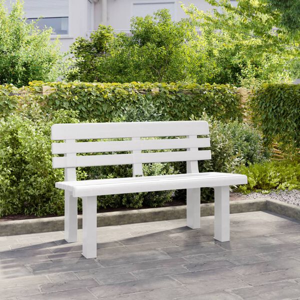 vidaXL Παγκάκι Κήπου Λευκό 110 x 52 x 71 εκ. από Πολυπροπυλένιο