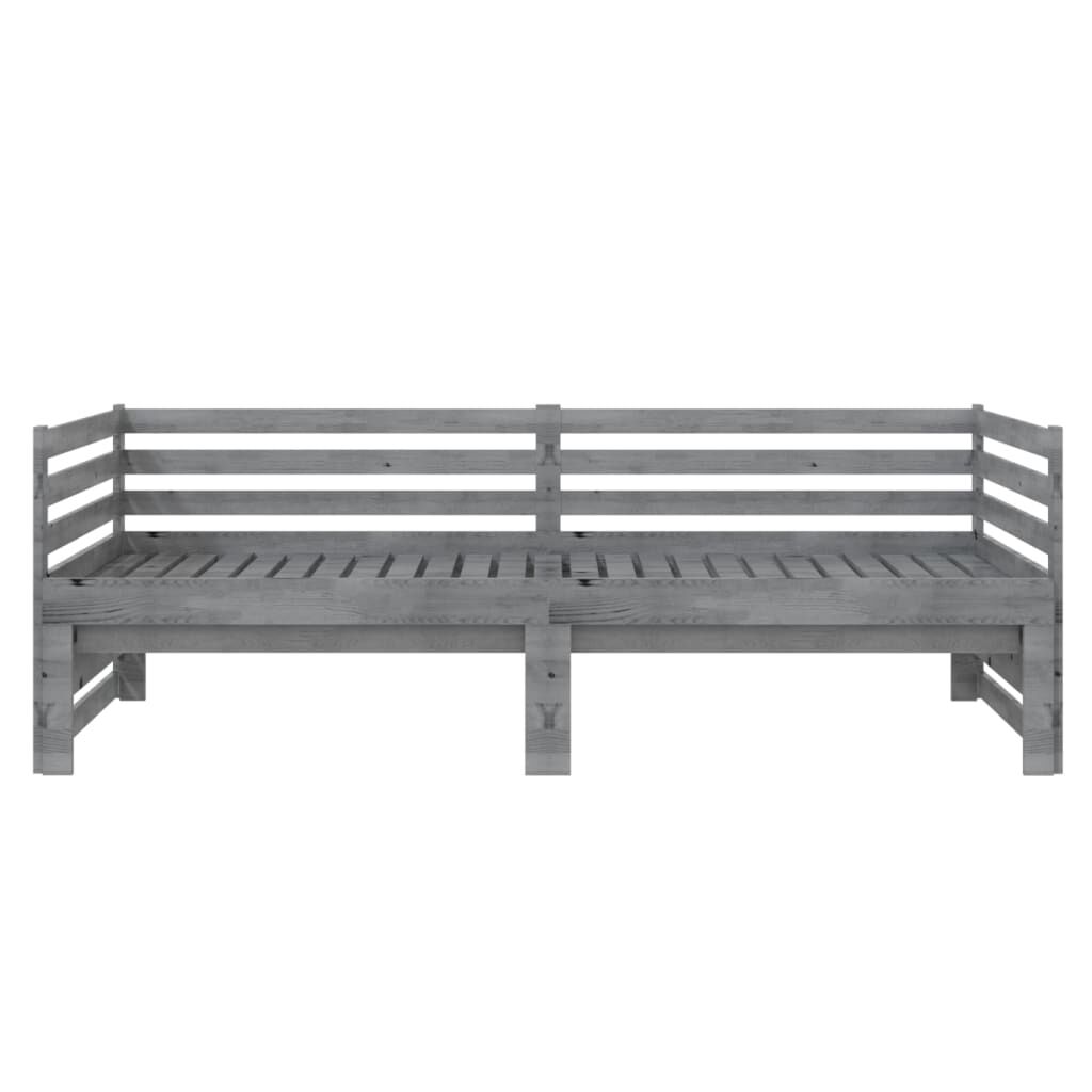 vidaXL Καναπές Κρεβάτι Γκρι 2 x (90 x 200) εκ. από Μασίφ Ξύλο Πεύκου