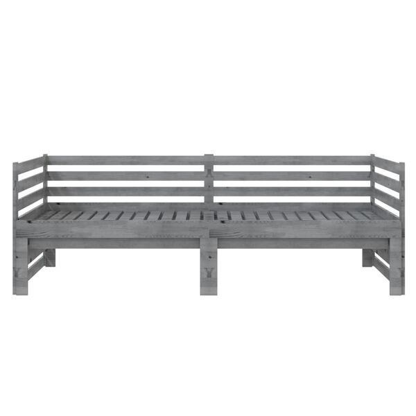 vidaXL Καναπές Κρεβάτι Γκρι 2 x (90 x 200) εκ. από Μασίφ Ξύλο Πεύκου