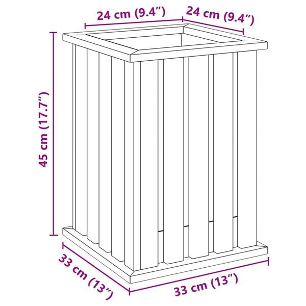 vidaXL Γλάστρα κήπου με επένδυση 33x33x45 εκ. από εμποτισμένο ξύλο πεύκου