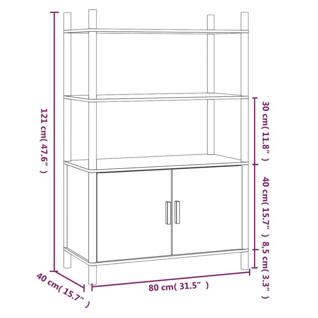 vidaXL Ραφιέρα Λευκή 80 x 40 x 121 εκ. από Επεξεργασμένο Ξύλο