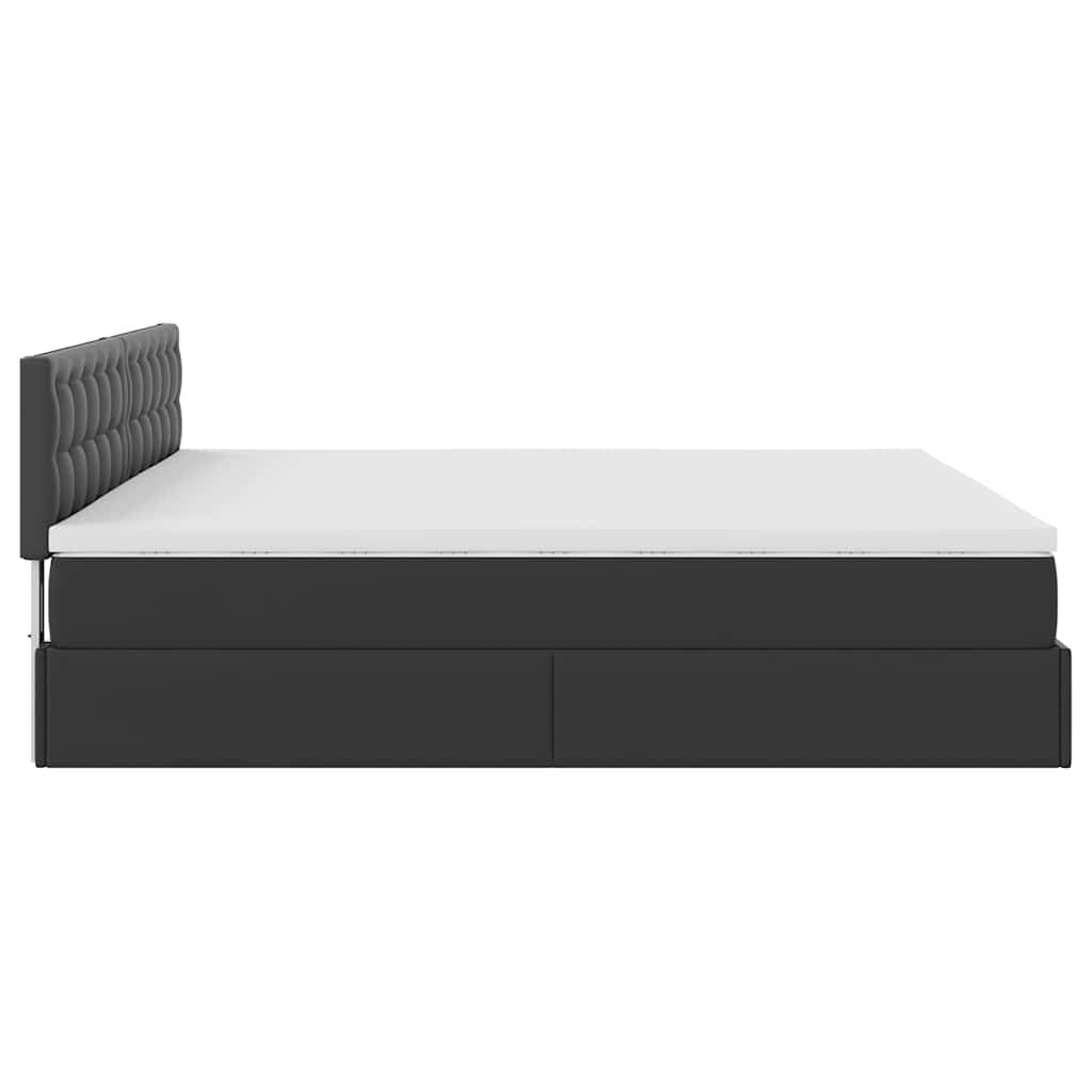 vidaXL Οθωμανικό κρεβάτι με στρώματα Μαύρο 200x200cm Faux Leather