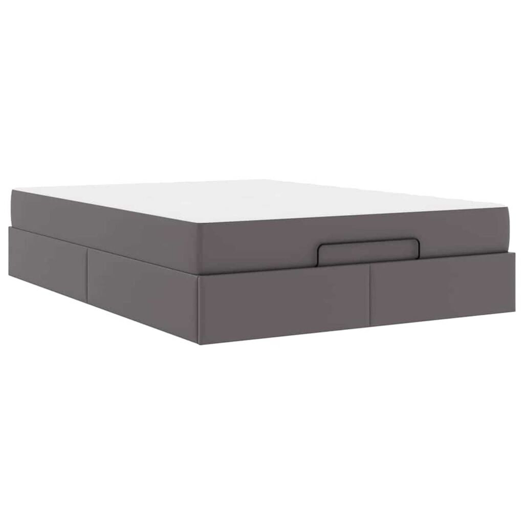 vidaXL Σκελετός κρεβατιού με στρώμα Γκρι 140 x 190 cm Τεχνητό δέρμα