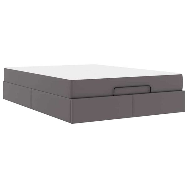 vidaXL Σκελετός κρεβατιού με στρώμα Γκρι 140 x 190 cm Τεχνητό δέρμα