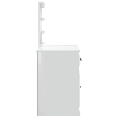 vidaXL Μπουντουάρ με LED Φώτα Γυαλιστερό Λευκό 90x42x132,5 εκ.