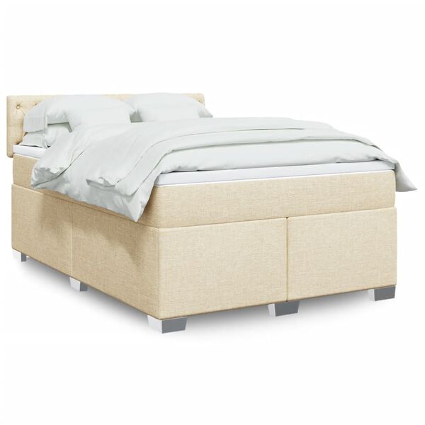 vidaXL &Kappa;&rho;&epsilon;&beta;ά&tau;&iota; Boxspring &mu;&epsilon; &Sigma;&tau;&rho;ώ&mu;&alpha; &Kappa;&rho;&epsilon;&mu; 140x190 &epsilon;&kappa;. &Upsilon;&phi;&alpha;&sigma;&mu;ά&tau;&iota;&nu;&omicron;