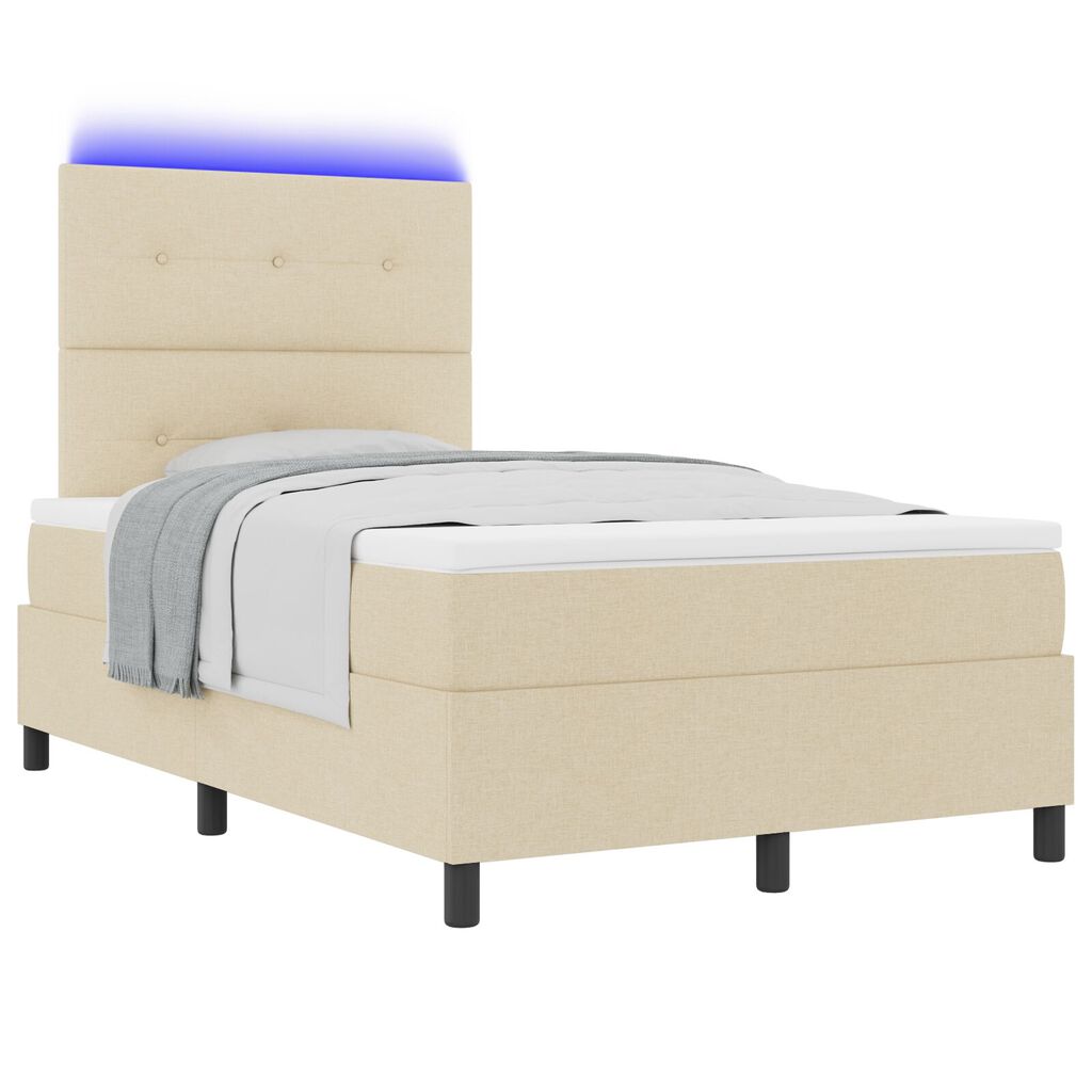 vidaXL Κρεβάτι με Σπαστό Ύφασμα & LED Κρεμ 120x200 εκ.