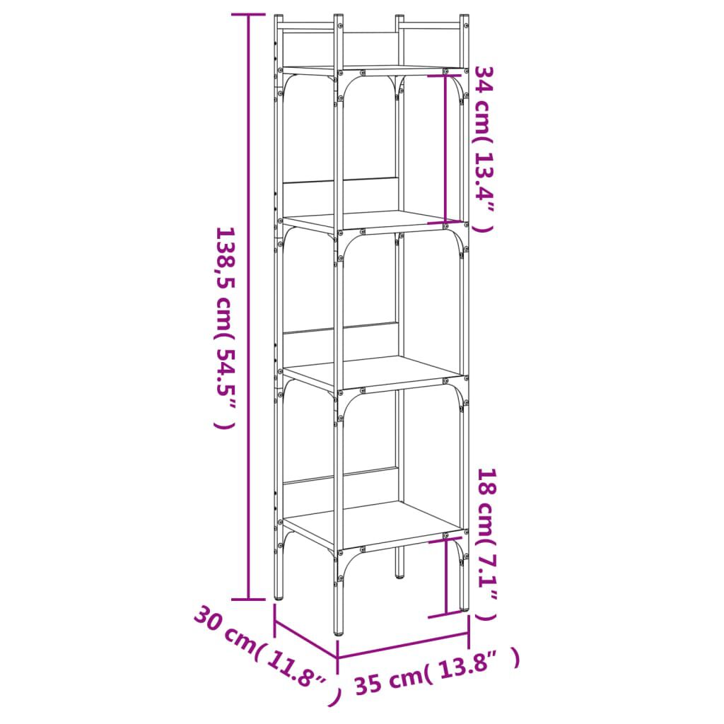 vidaXL Βιβλιοθήκη 4 Επιπέδων Sonoma Δρυς 35x30x138,5 εκ. Επεξεργ. Ξύλο