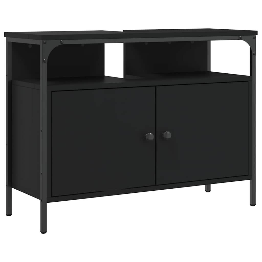 vidaXL Ντουλάπι Νιπτήρα Μπάνιου Μαύρο 80x30x60 εκ. Επεξεργασμένο Ξύλο